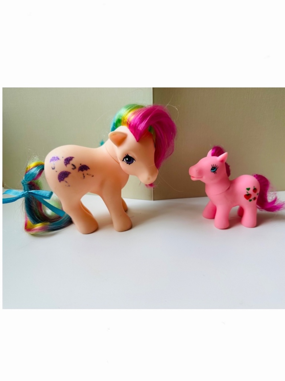 Lot of 2 Hasbro My Little Pony G1 Parasol Rainbow Pony & Gi-Go Wonder Pony